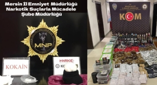 Mersin'de Kokain ve kaçak nargile tütünü ele geçirildi