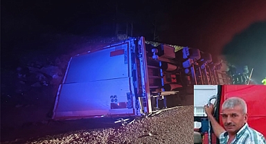 Mut'ta TIR devrildi, kazada şoför yaşamını yitirdi
