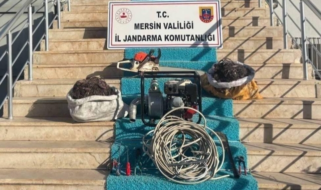 Jandarma kablo hırsızlarını yakaladı