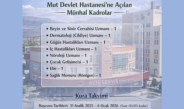Mut Devlet Hastanesi'nden Doktorlara davet